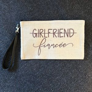 Girlfriend/Fiancée Zip Closed Canvas Wristlet